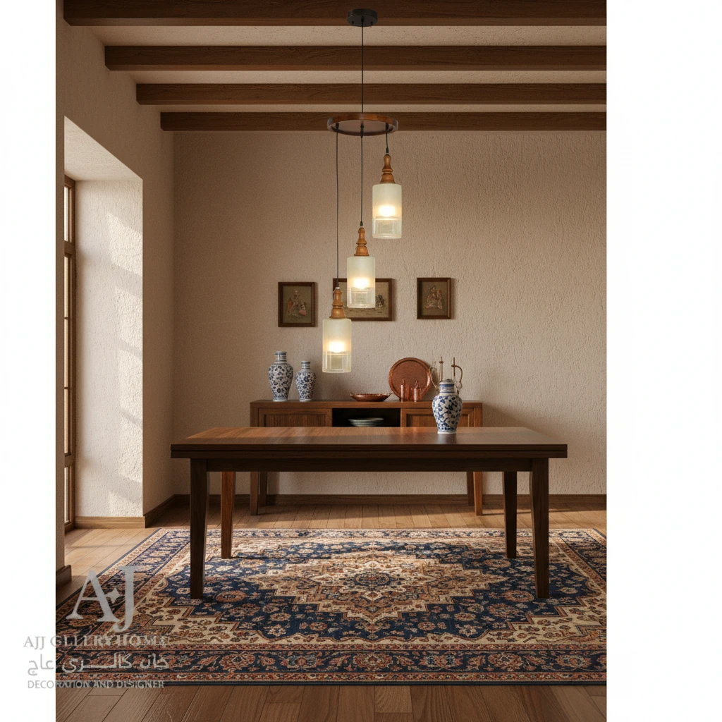 لوستر آویز 3 شعله گرد السا استوانه دارکار