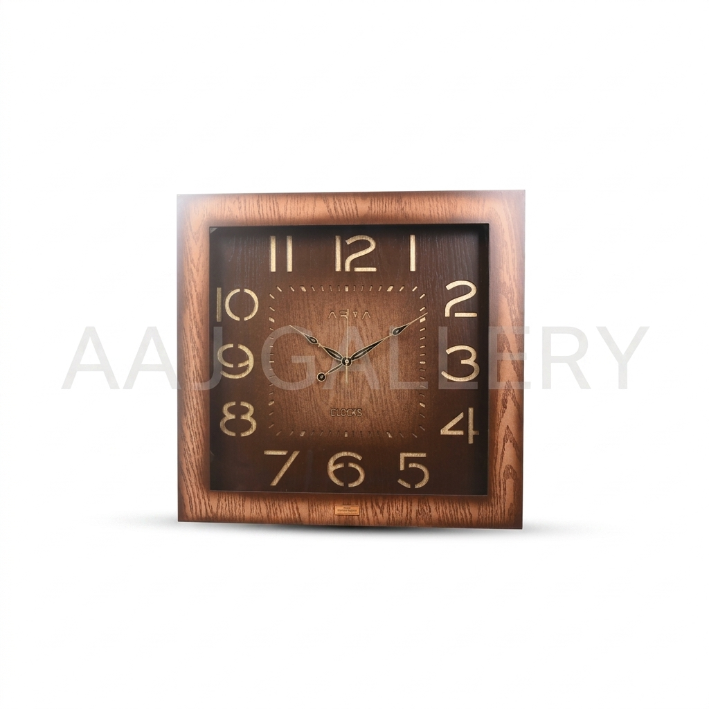 ساعت دیواری مربع چوبی کد1527