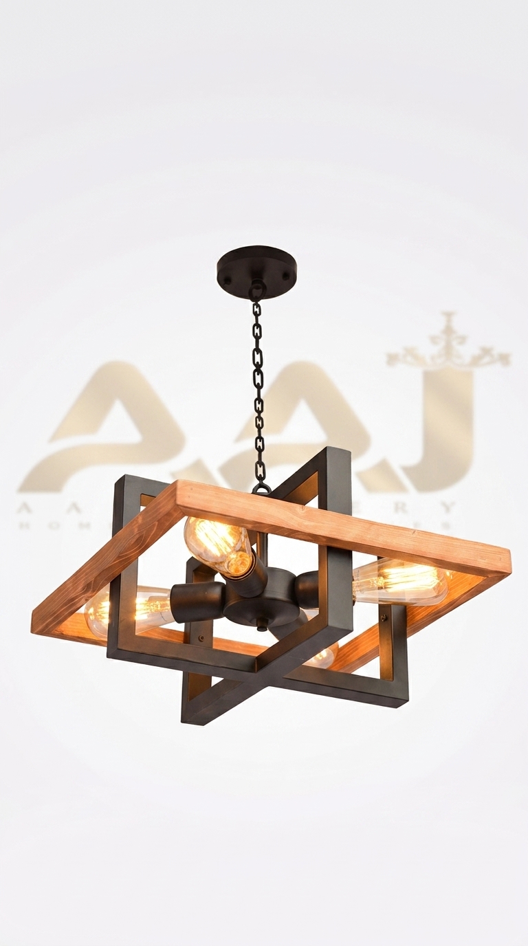 لوستر چوب فلز ۴ شعله کد : CIL500530/4