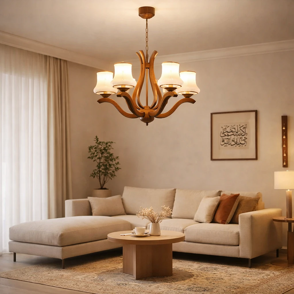 لوستر چوبی هوران 4 شعله