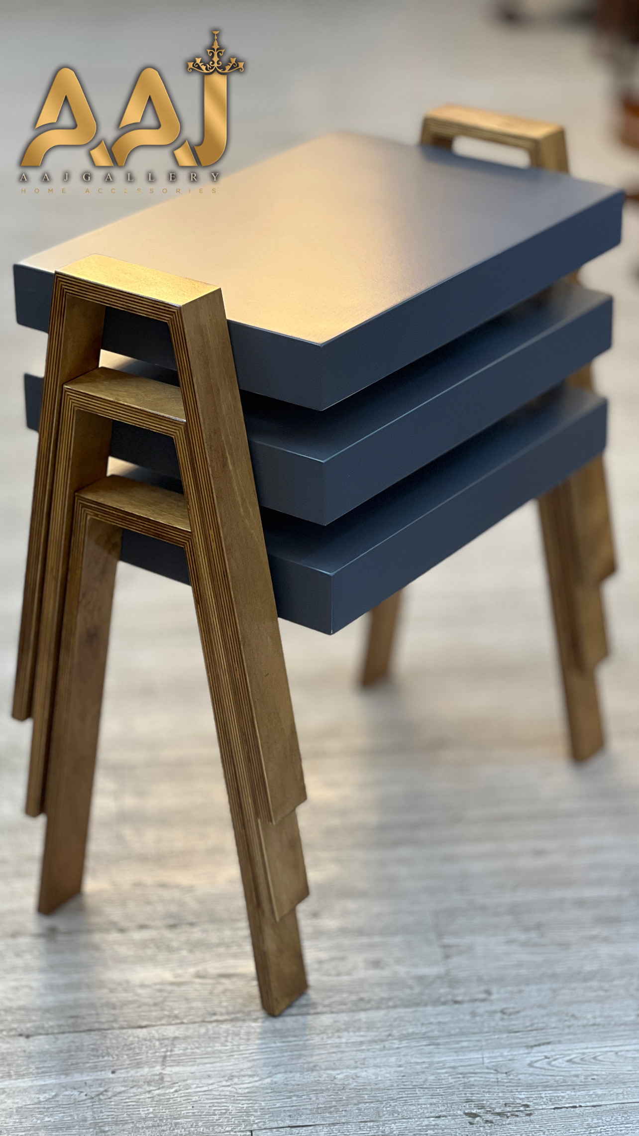 میز عسلی سه تکه انزو صفحه طوسی