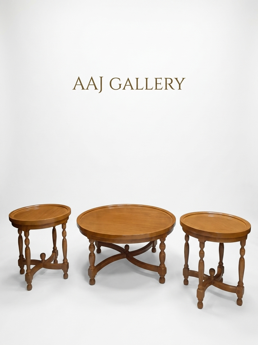 جلو مبلی گرد پایه خراطی 90*90 با 2 عسلی