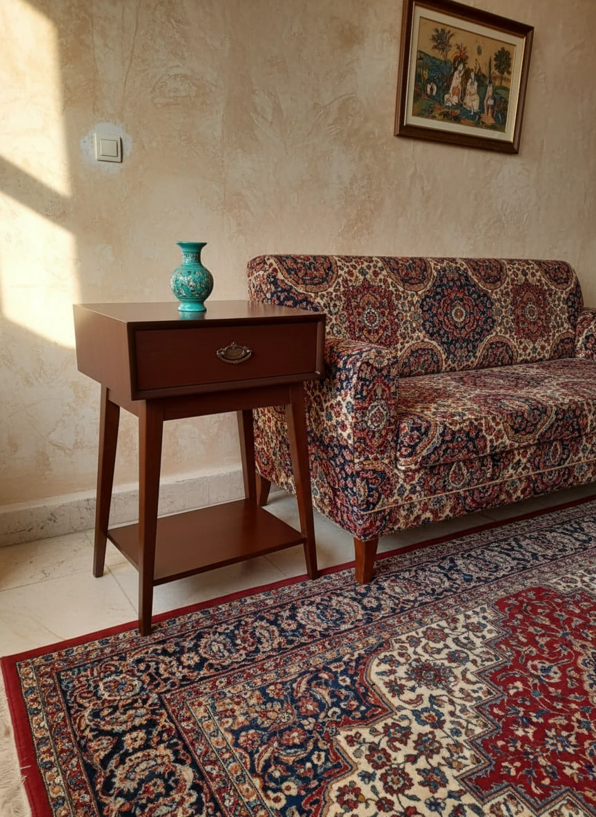 میز مستطیل گرامافون دسته برنجی